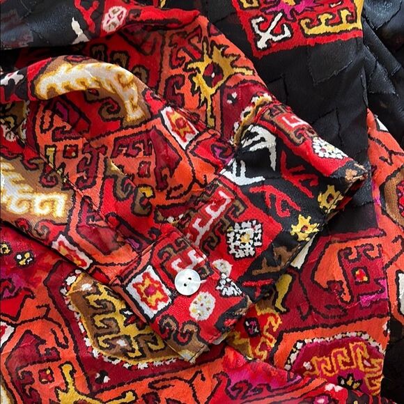 Ruby Rd. Black and Orange size 18W Long Sleeve Blouse with Mandarin Collar - Picture 7 of 7